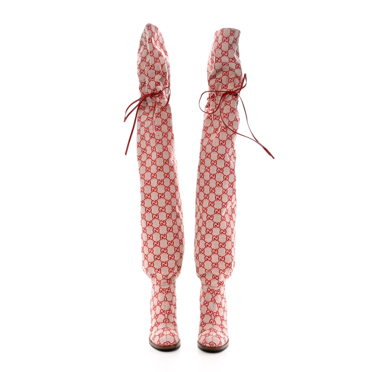 Monogram Over The Knee Boots Gardenia 35.5 Hibiscus Red
