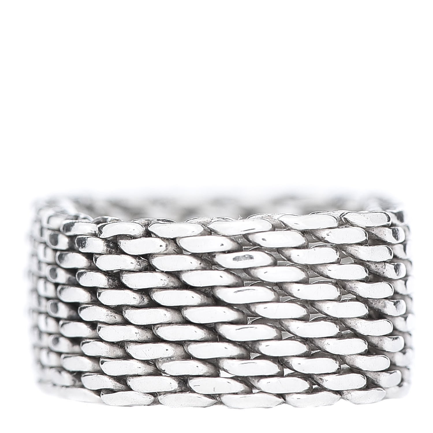 Tiffany Sterling Silver Mesh Somerset Ring 58 8.25 3 of 4