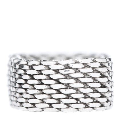 Tiffany Sterling Silver Mesh Somerset Ring 58 8.25 3 of 4