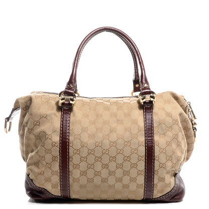 Gucci Monogram Horsebit Nail Medium Boston Brown 1 of 7