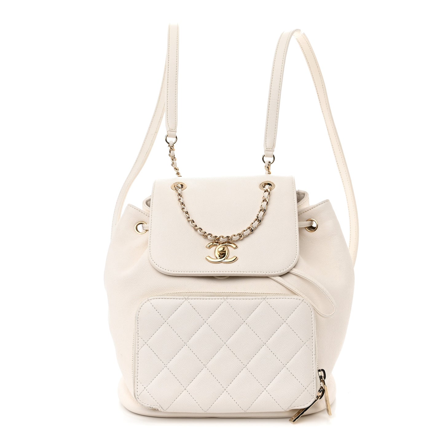 Caviar Quilted Business Affinity Backpack White