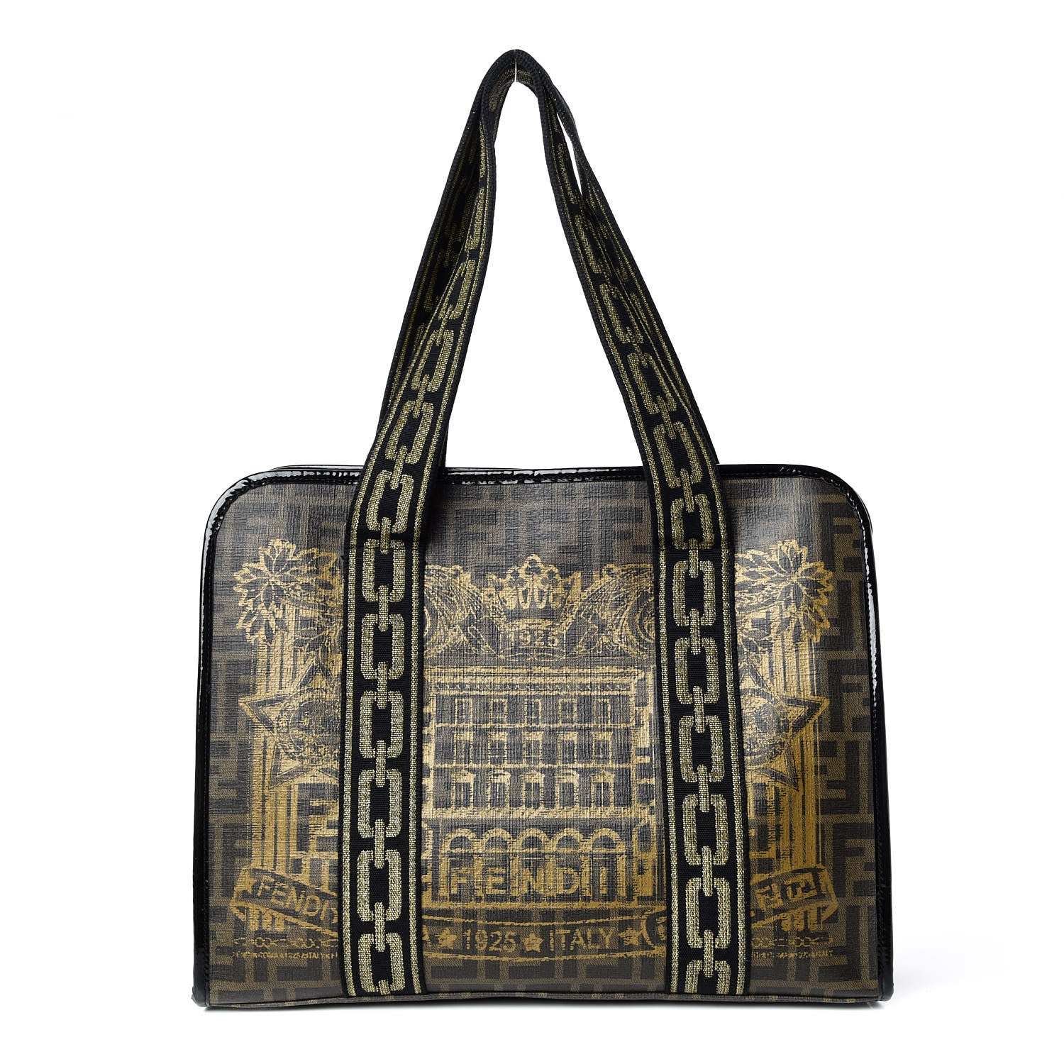 Fendi Zucca Spalmati Graffiti Print Tote Tobacco Gold 1 of 10