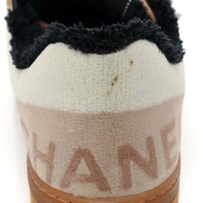 Chanel Fabric Suede Calfskin Logo Sneakers 38 Light Beige 11 of 13