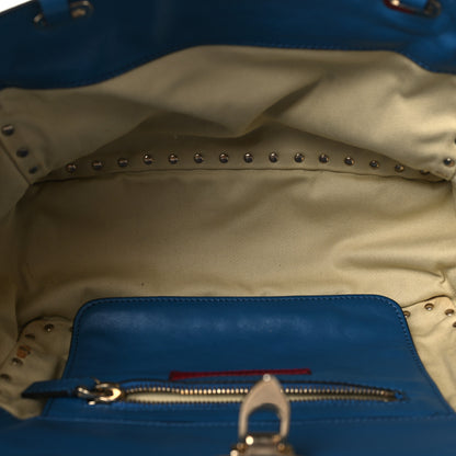 Valentino Garavani Vitello Small Rockstud Tote Blue Delft 5 of 9