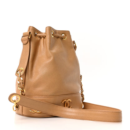 Chanel Caviar CC Drawstring Shoulder Bag Beige 4 of 11