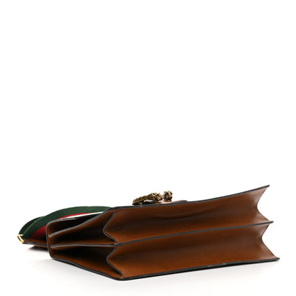Gucci Moon Calfskin Web Large Dionysus Bamboo Top Handle Bag Cuir Bright Evergreen Hibiscus Red 3 of 16