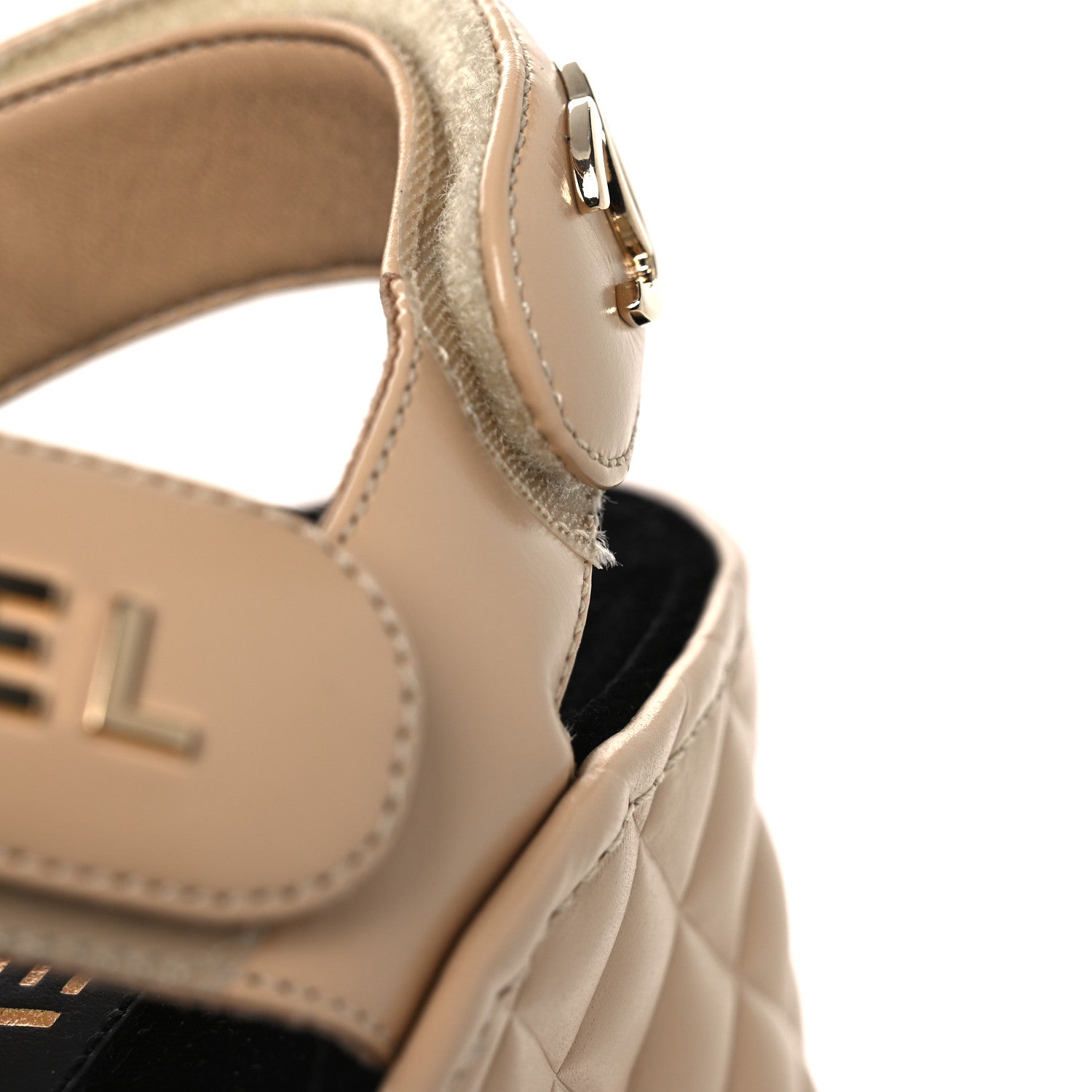 Chanel Shiny Calfskin Logo Platform Sandals 40 Beige 12 of 14