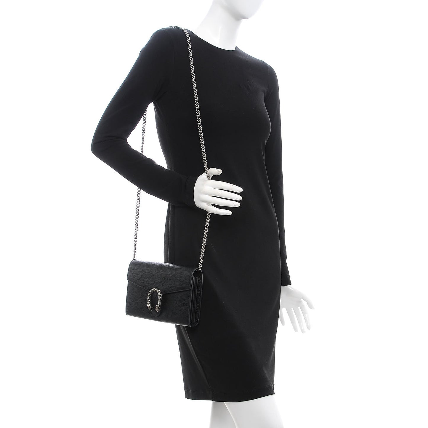 Calfskin Mini Dionysus Chain Wallet Black