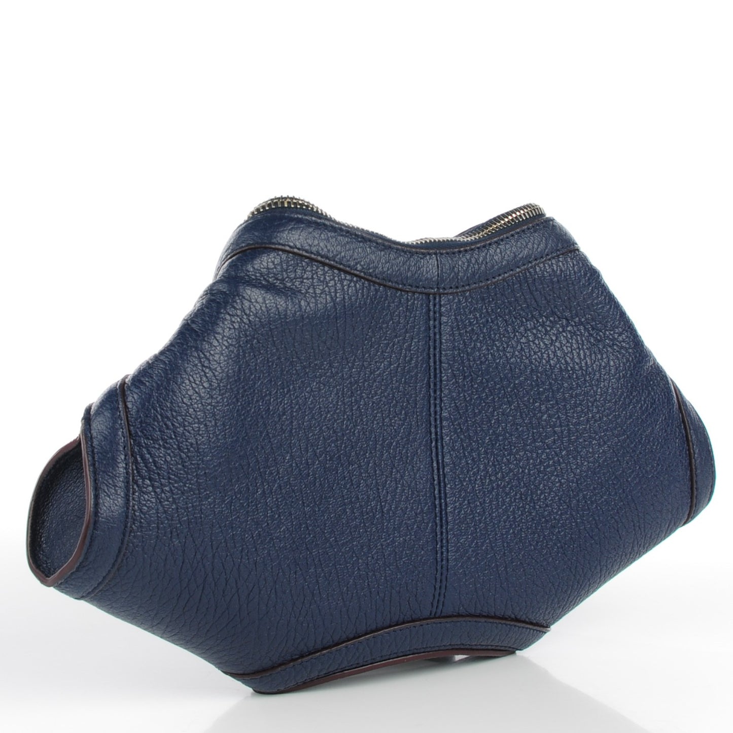 Pebbled Leather Small De Manta Clutch Navy