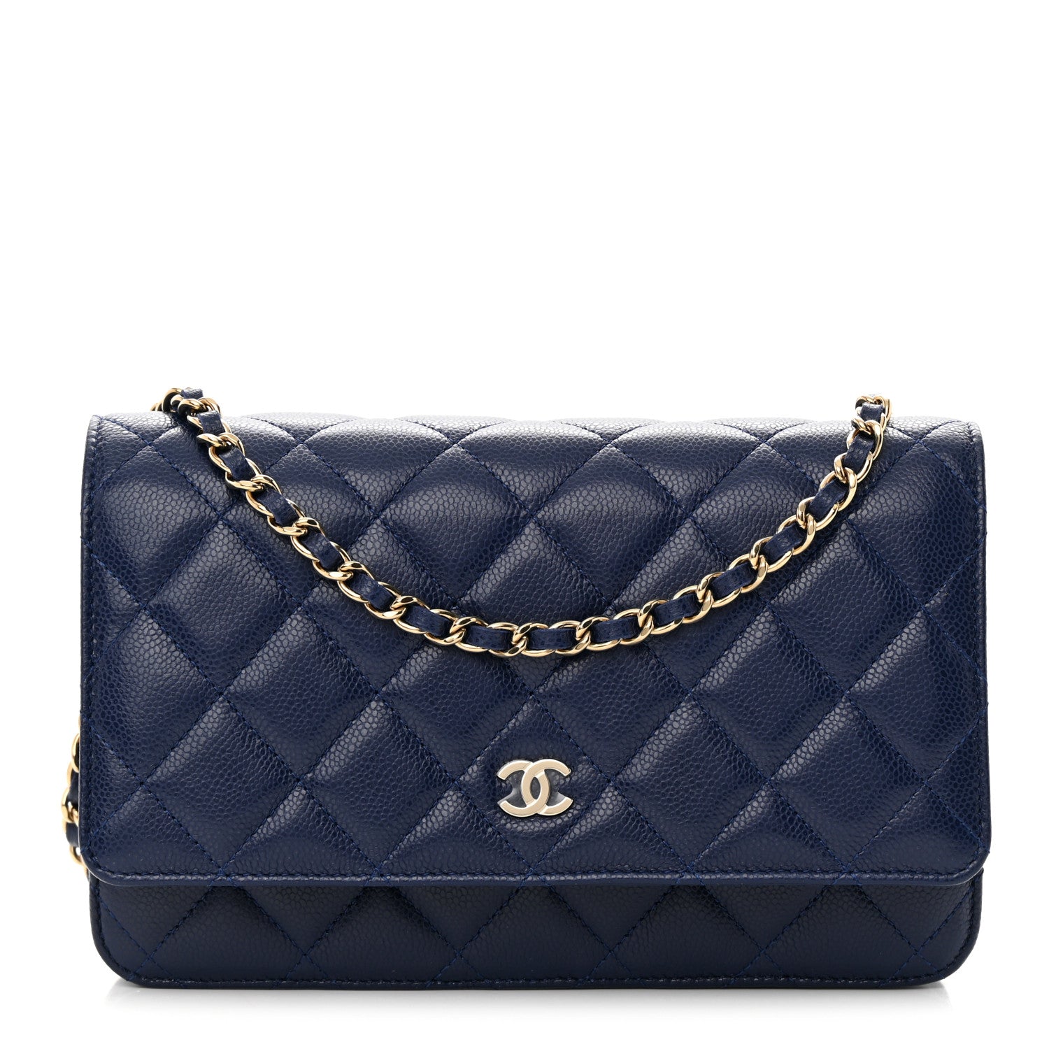 Chanel Caviar Quilted Wallet on Chain WOC Navy Blue 1 of 12