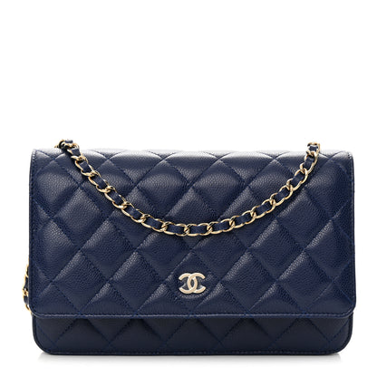 Chanel Caviar Quilted Wallet on Chain WOC Navy Blue 1 of 12