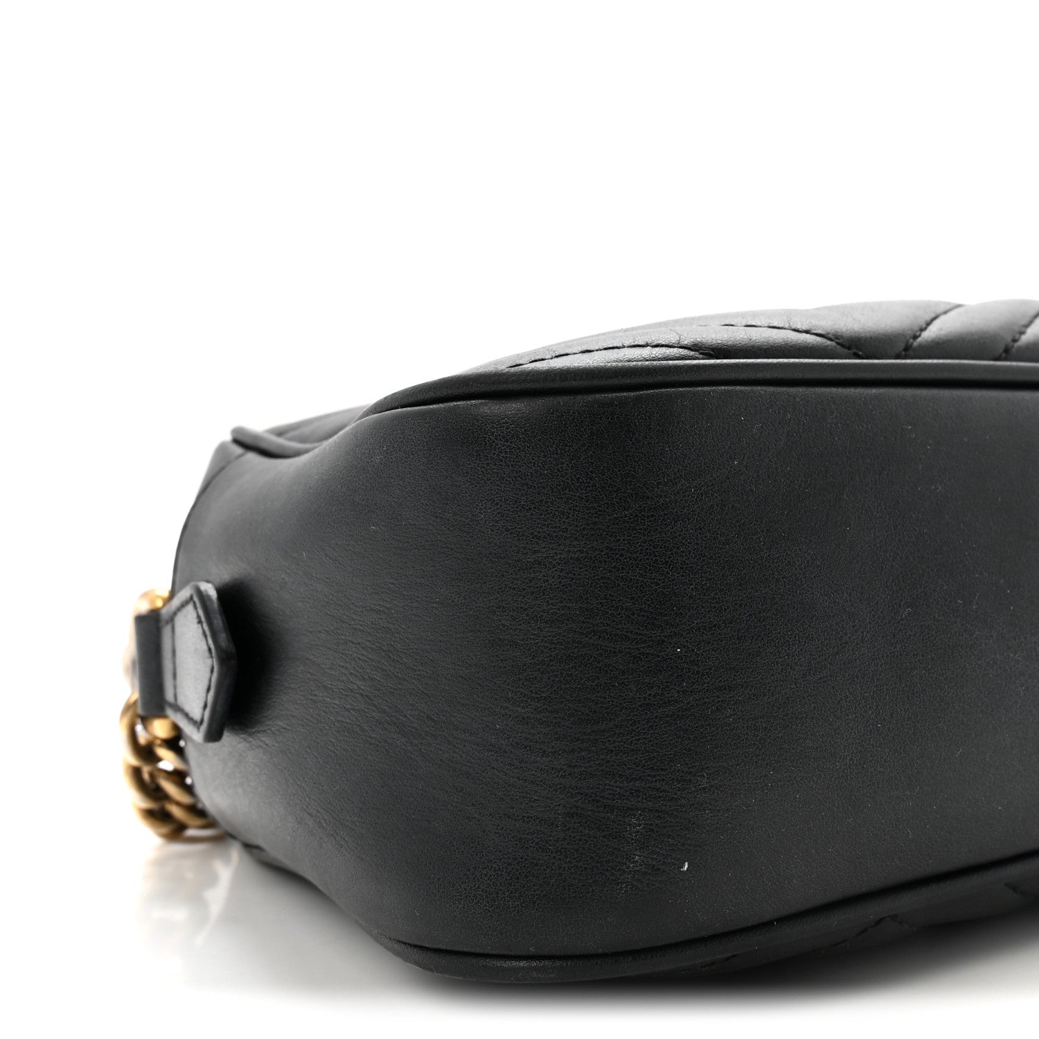 Gucci Calfskin Matelasse Small GG Marmont Chain Shoulder Bag Black 9 of 10