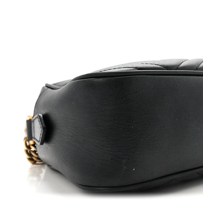 Gucci Calfskin Matelasse Small GG Marmont Chain Shoulder Bag Black 9 of 10