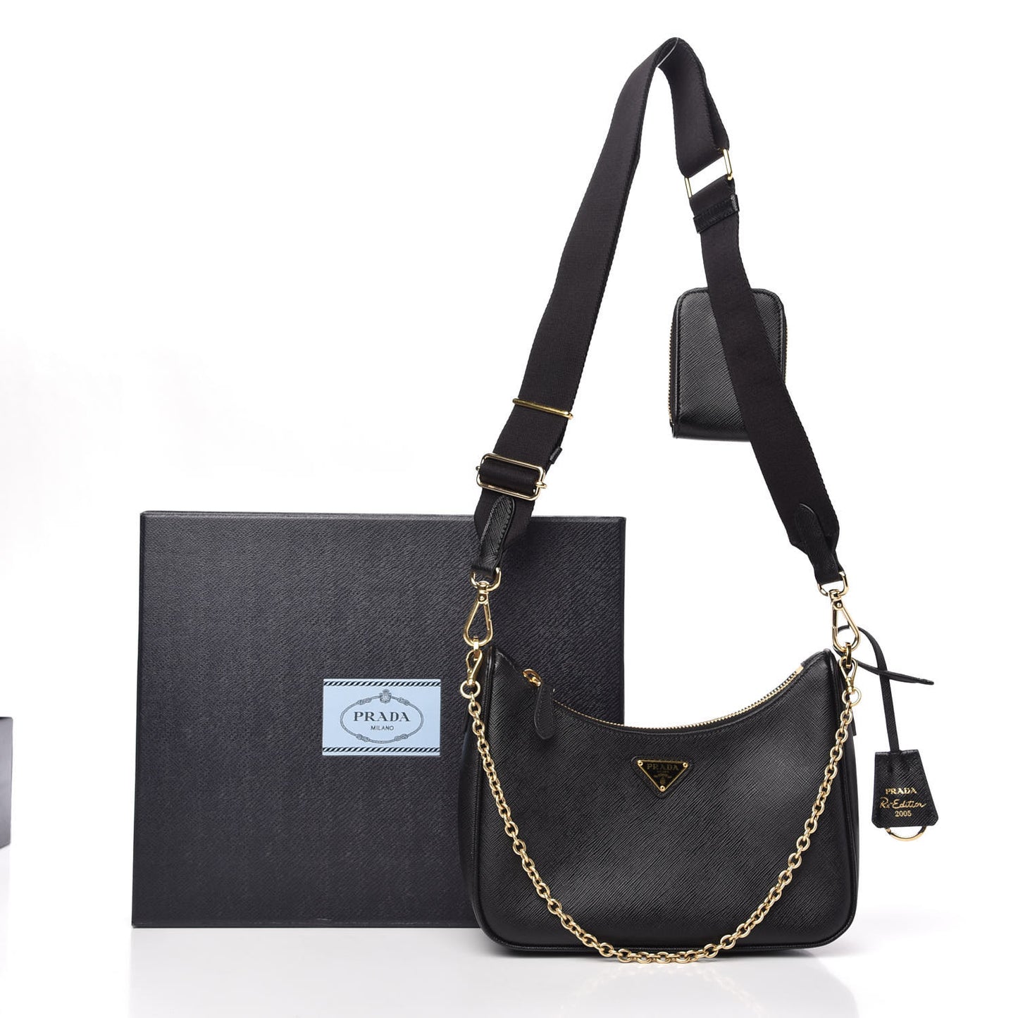Saffiano Lux Re-Edition 2005 Shoulder Bag Black
