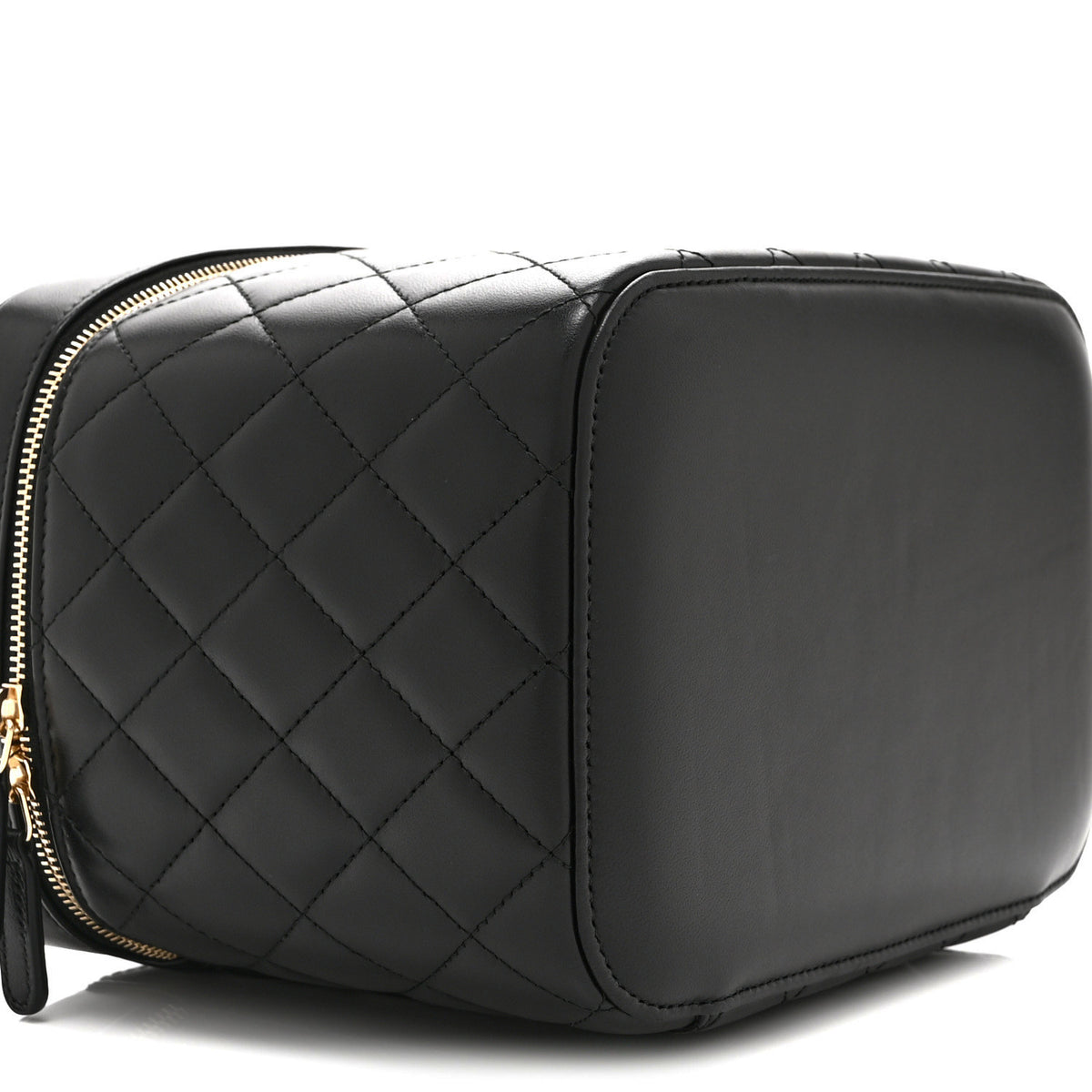 Lambskin Quilted Trendy CC Vanity Pouch Black
