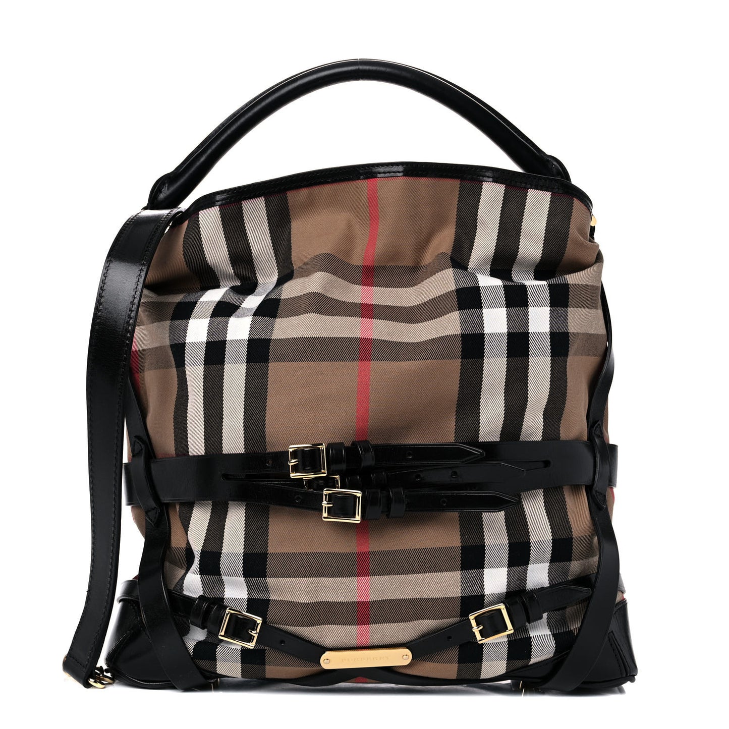 House Check Bridle Calfskin Medium Gosford Hobo Black