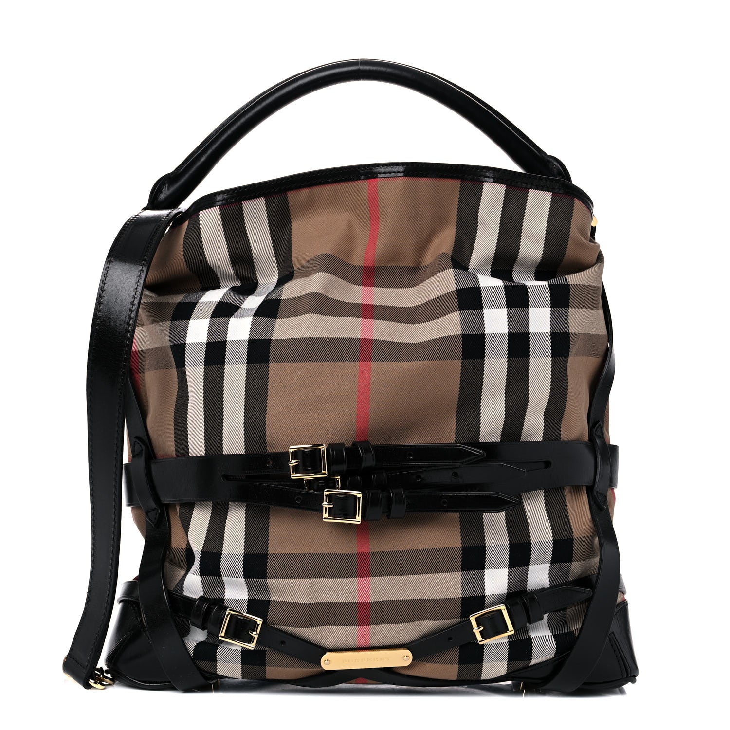 Burberry House Check Bridle Calfskin Medium Gosford Hobo Black 1 of 16