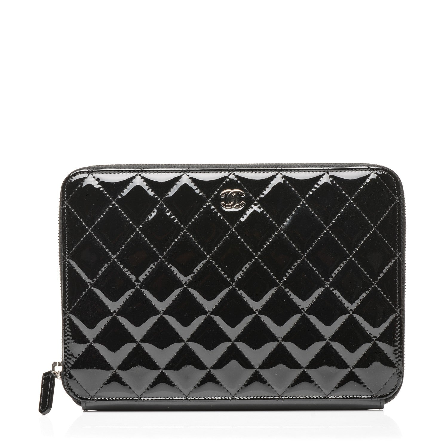 Chanel Patent Quilted Zipped Clutch Black 1 of 8