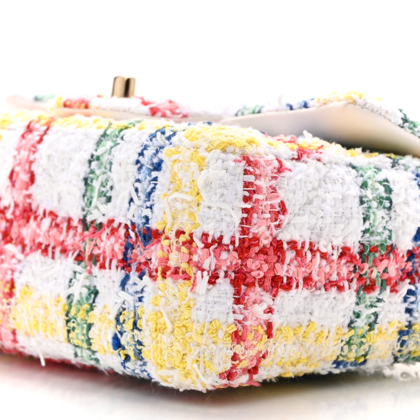 Tweed Quilted Mini Rectangular Flap White Red Yellow Blue Green