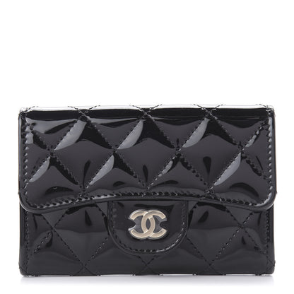 Chanel Patent Quilted Flap Card Holder Wallet Black 1 of 12