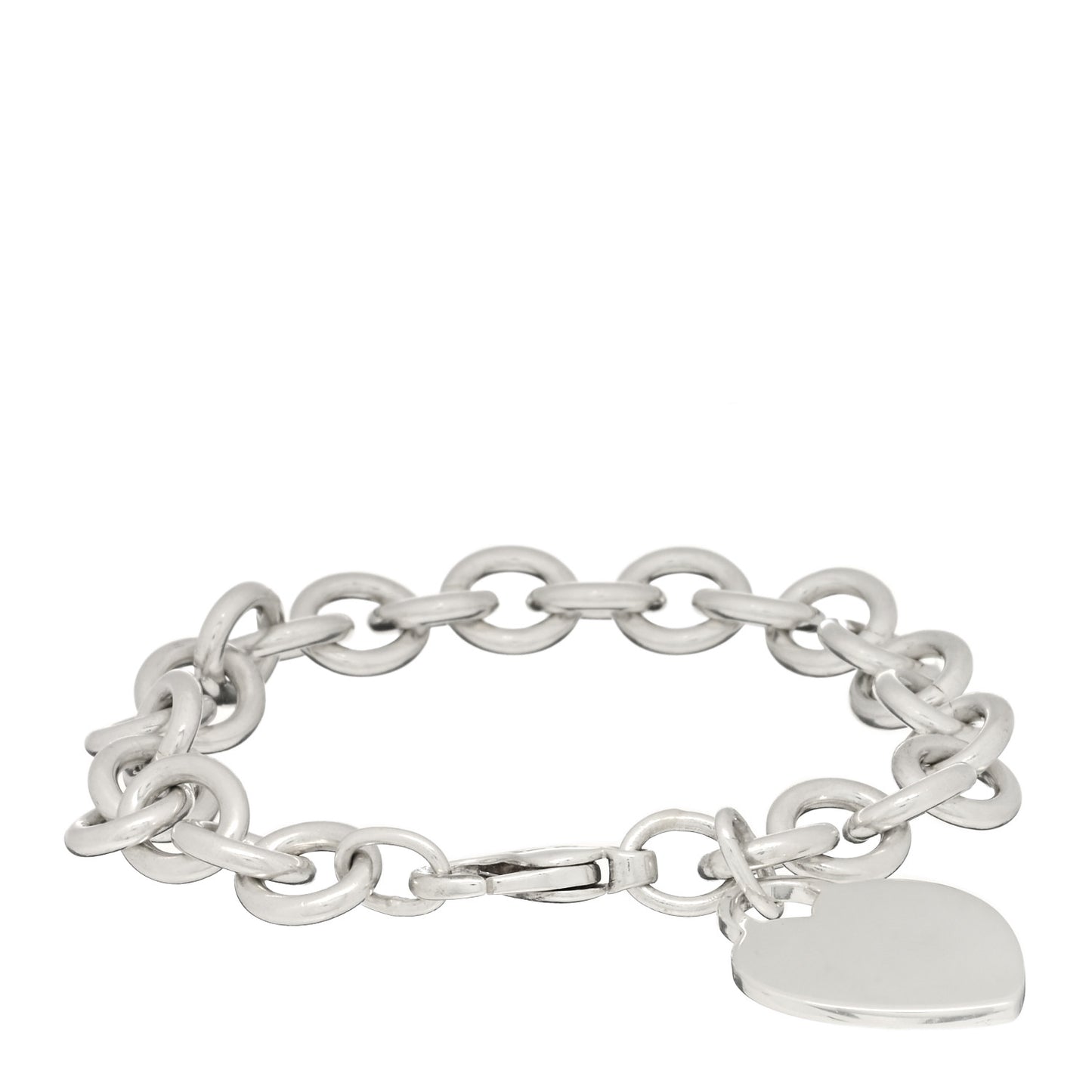 Sterling Silver Heart Tag Charm Bracelet