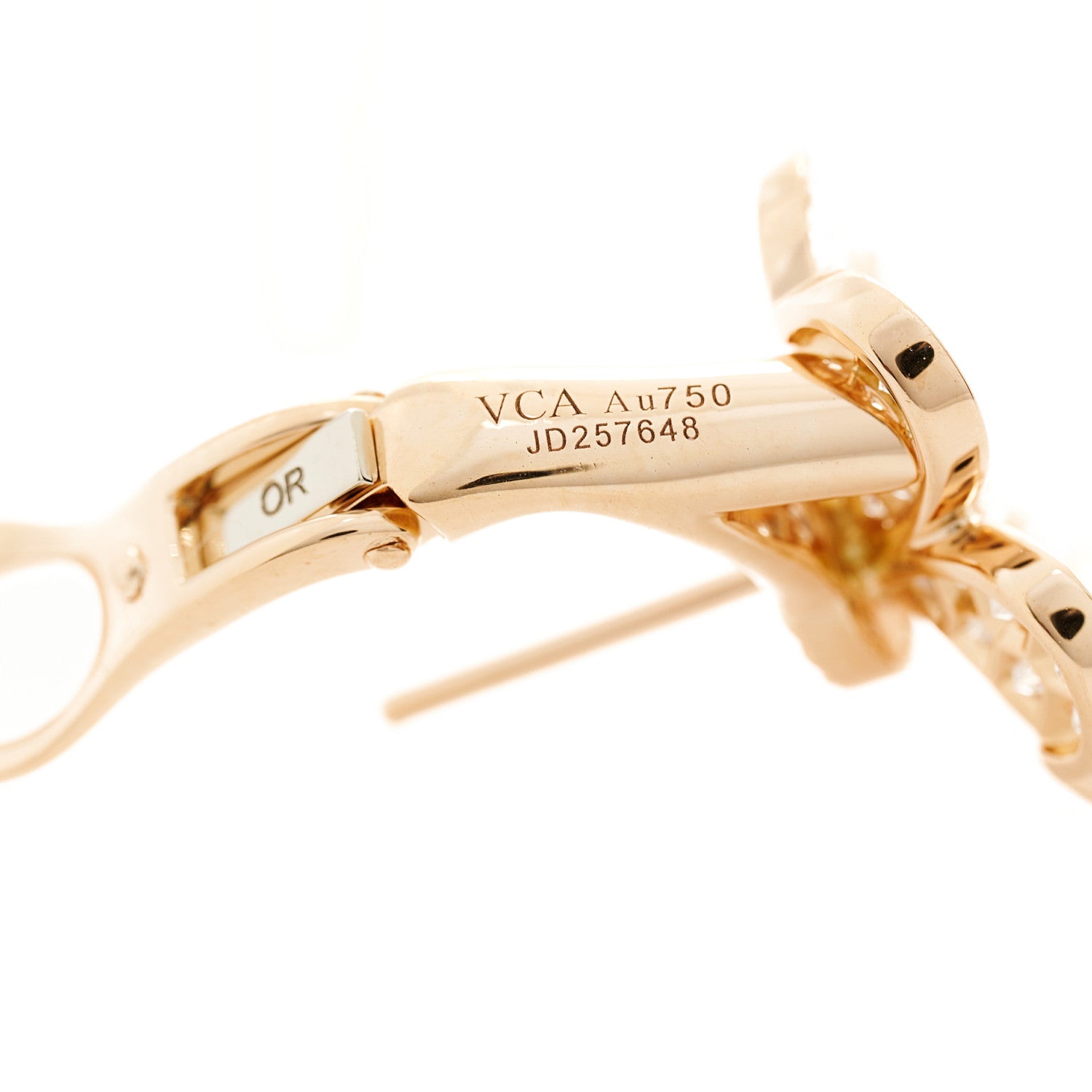 Van Cleef & Arpels 18K Rose Gold Diamond Small Frivole Pave Earrings 4 of 5