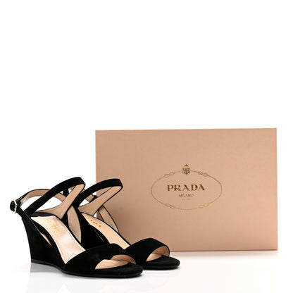 Prada Velvet Platform Sandals 37.5 Black 10 of 11