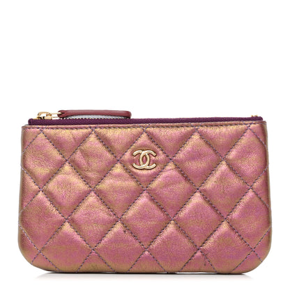 Chanel Iridescent Lambskin Quilted Small Cosmetic Case Purple 1 of 7