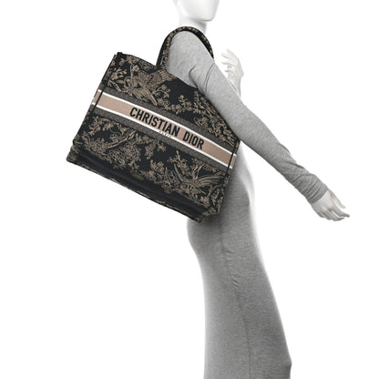 Christian Dior Canvas Embroidered Large Ornamental Cornely Book Tote Black Beige 2 of 10