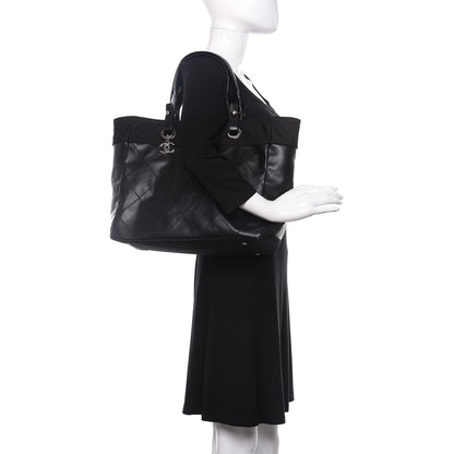 Chanel Coated Canvas Quilted Large Paris Biarritz Tote Black 3 of 12
