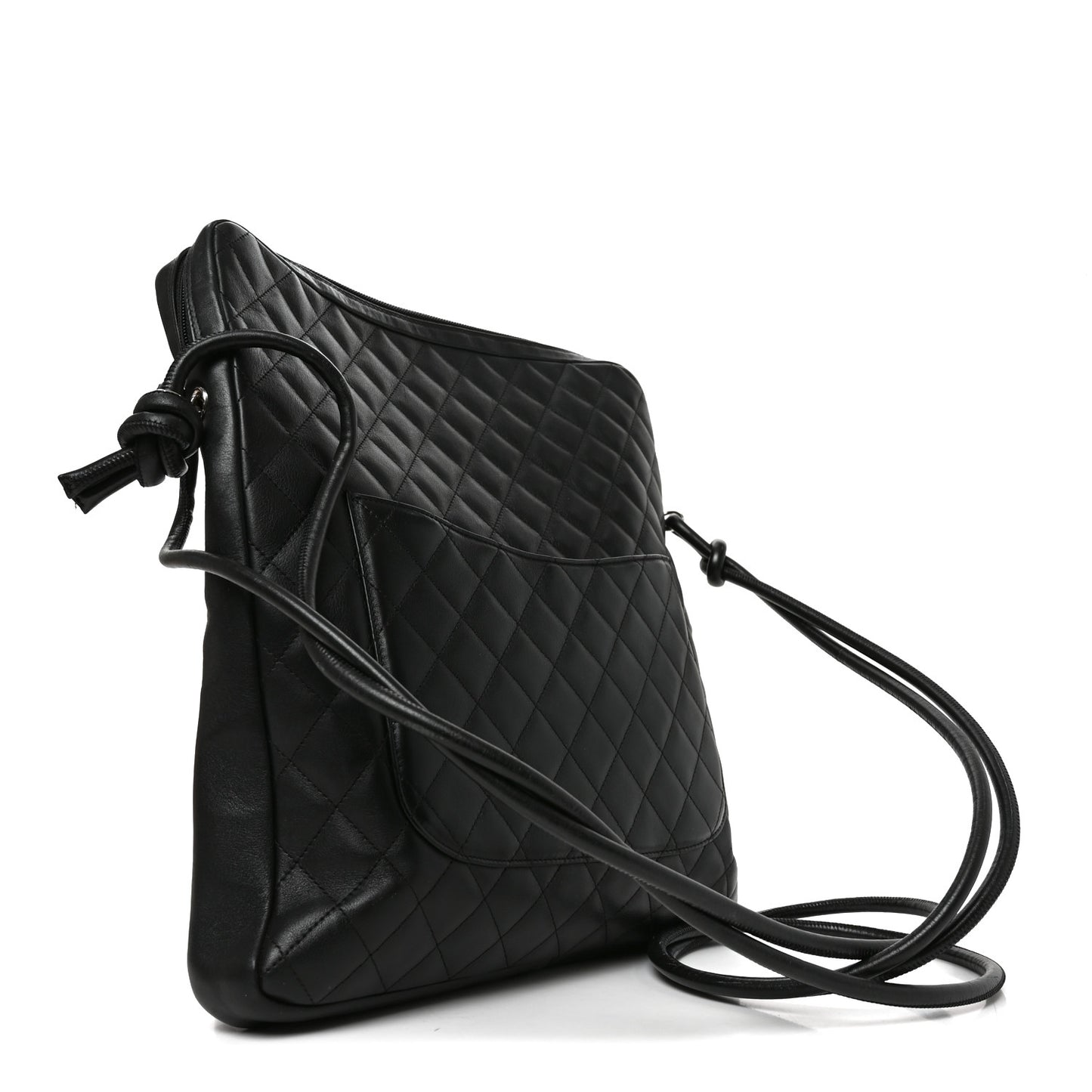 Calfskin Quilted Large Cambon Messenger Black White
