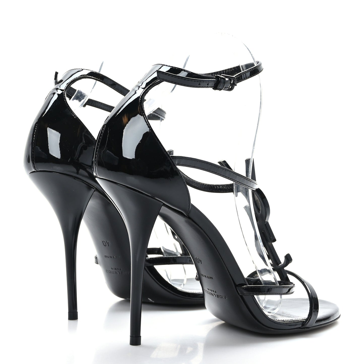 Patent Cassandra 110 Ankle Strap Sandals 40 Black