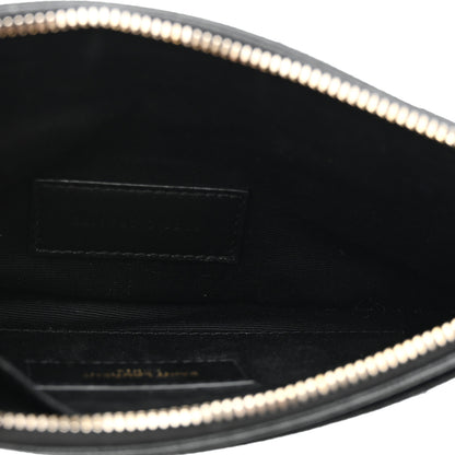 Saint Laurent Grain De Poudre Chevron Monogram Large Bill Pouch Black 5 of 8