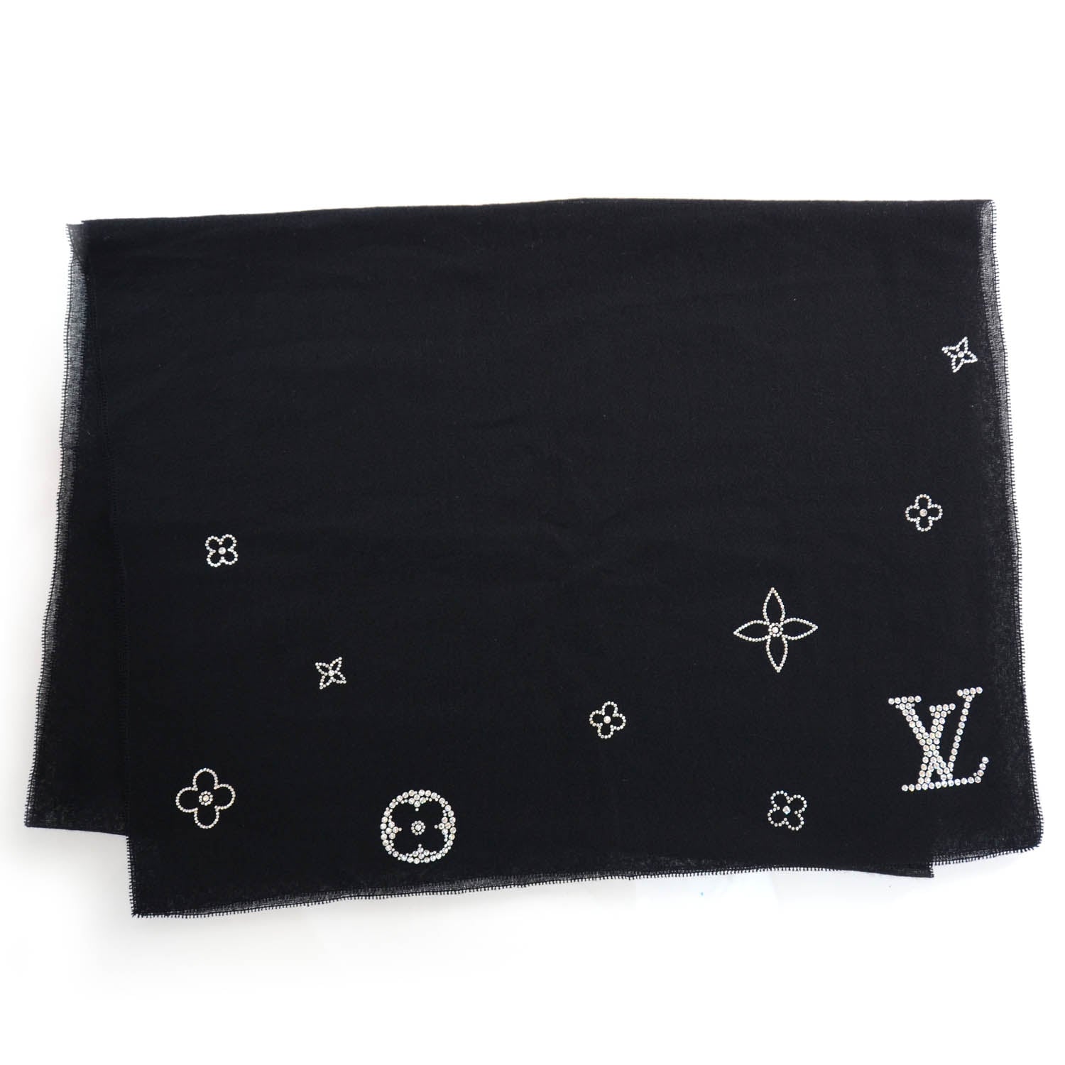 Louis Vuitton Cashmere Swarovski Crystal Monte Carlo Stole Black 2 of 5