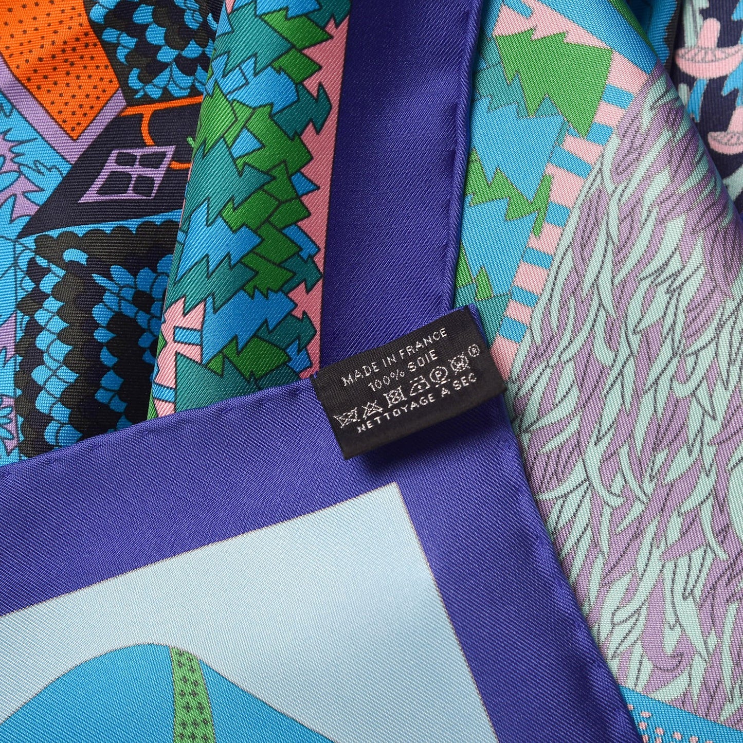 Silk A Travers Champs Scarf 90 Bleu Vert Rose