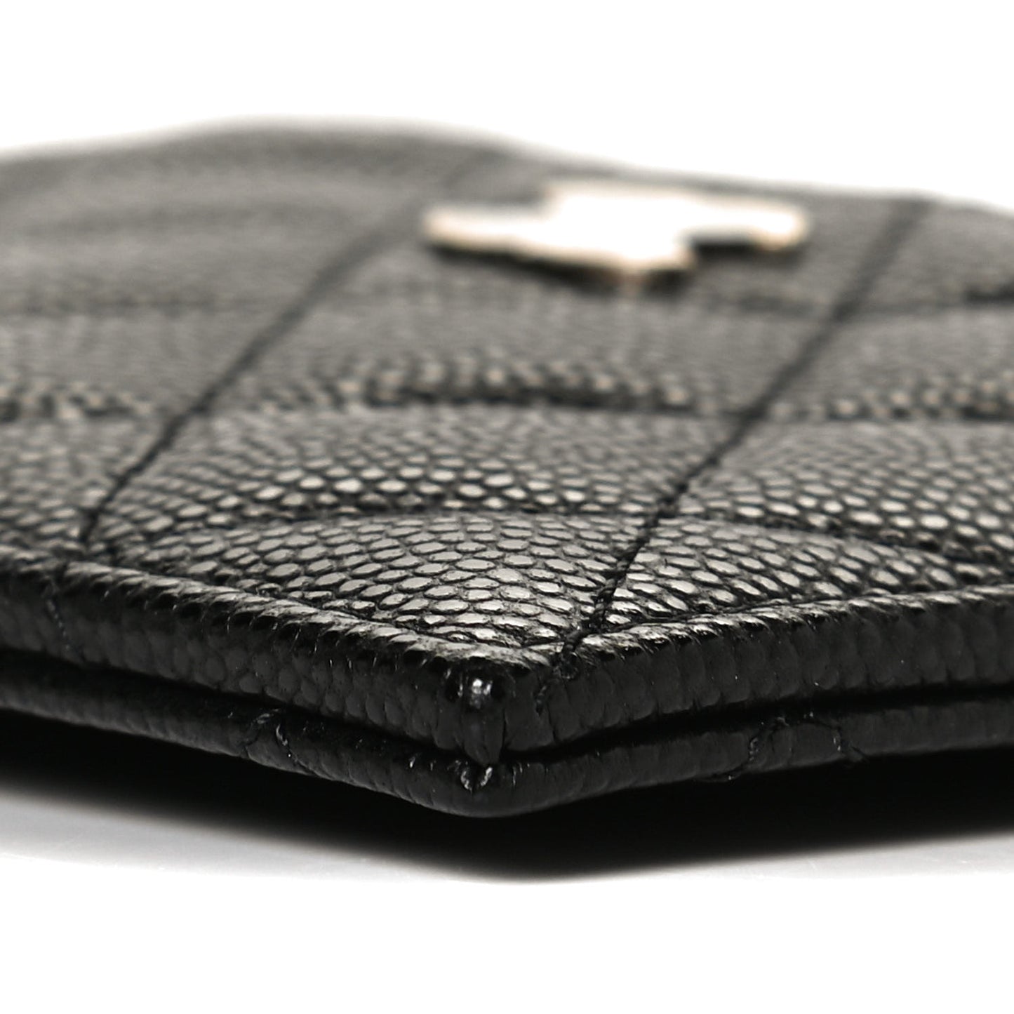 Caviar Quilted CC Zip Card Holder Black