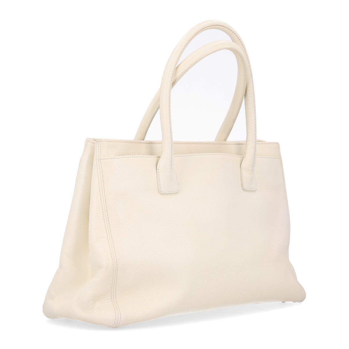Chanel Calfskin Mademoiselle Lock Cerf Executive Shopper Tote White 4 of 12