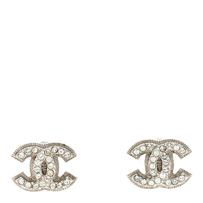 Chanel Crystal Timeless CC Earrings Silver 1 of 5