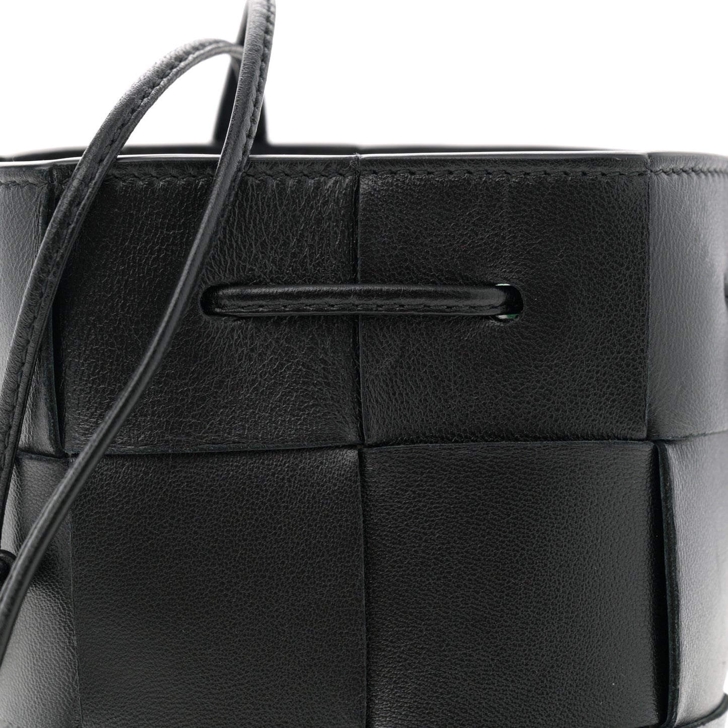 Nappa Maxi Intrecciato Mini Cassette Bucket Bag Black