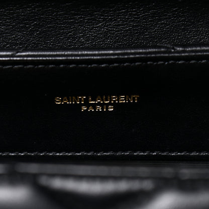 Saint Laurent Calfskin Y Quilted Monogram Small Loulou Chain Satchel Black 6 of 7