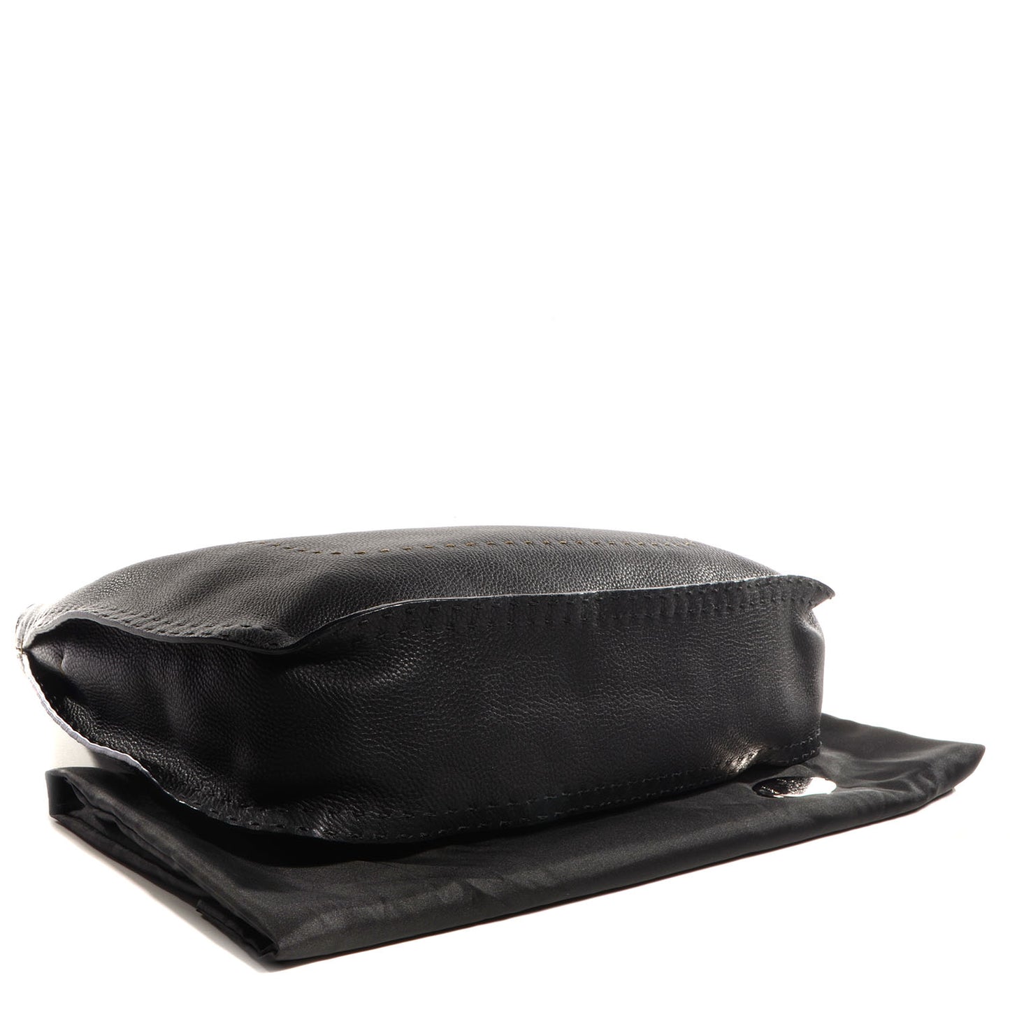 Calfskin Romano Selleria Shoulder Bag Black