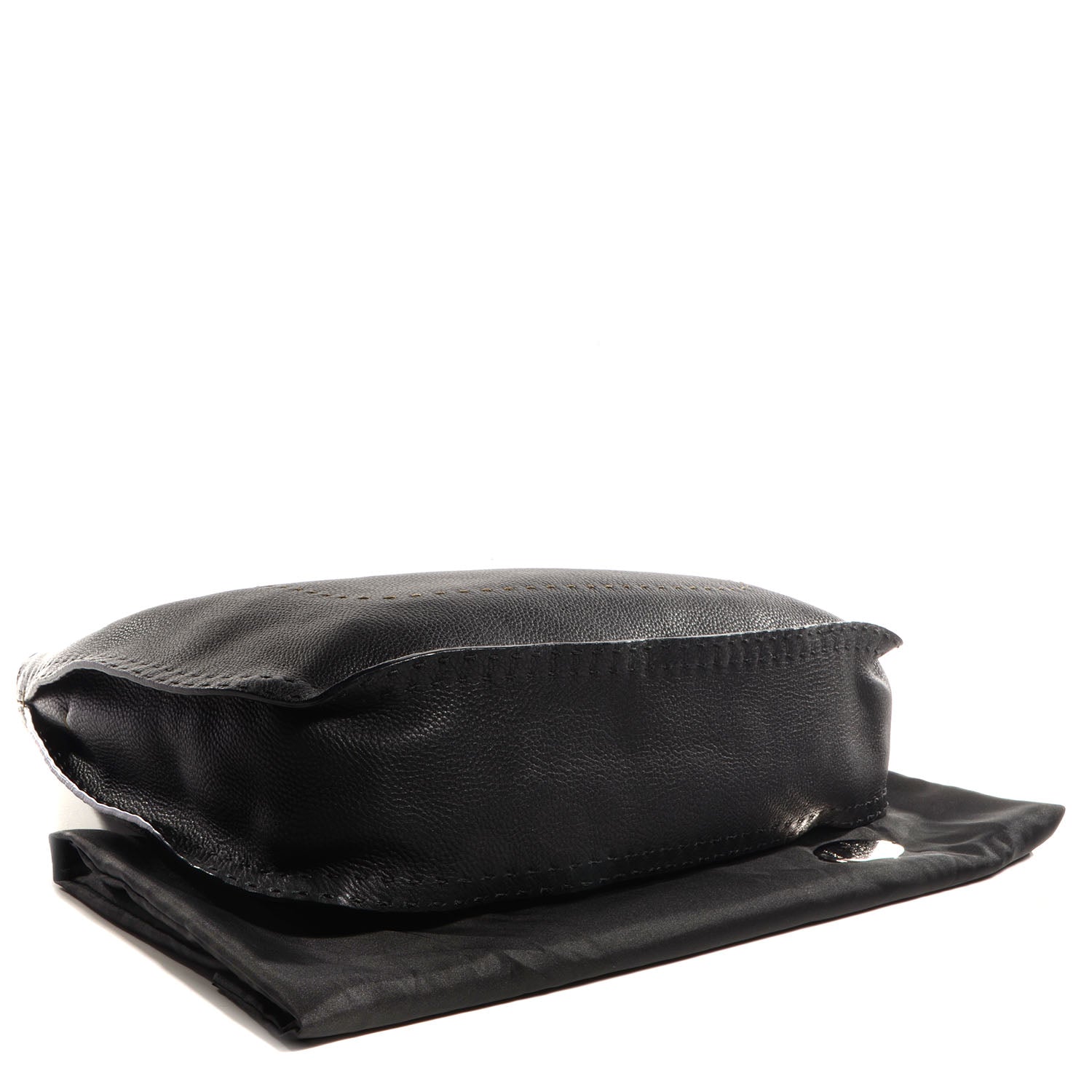 Fendi Calfskin Romano Selleria Shoulder Bag Black 4 of 7