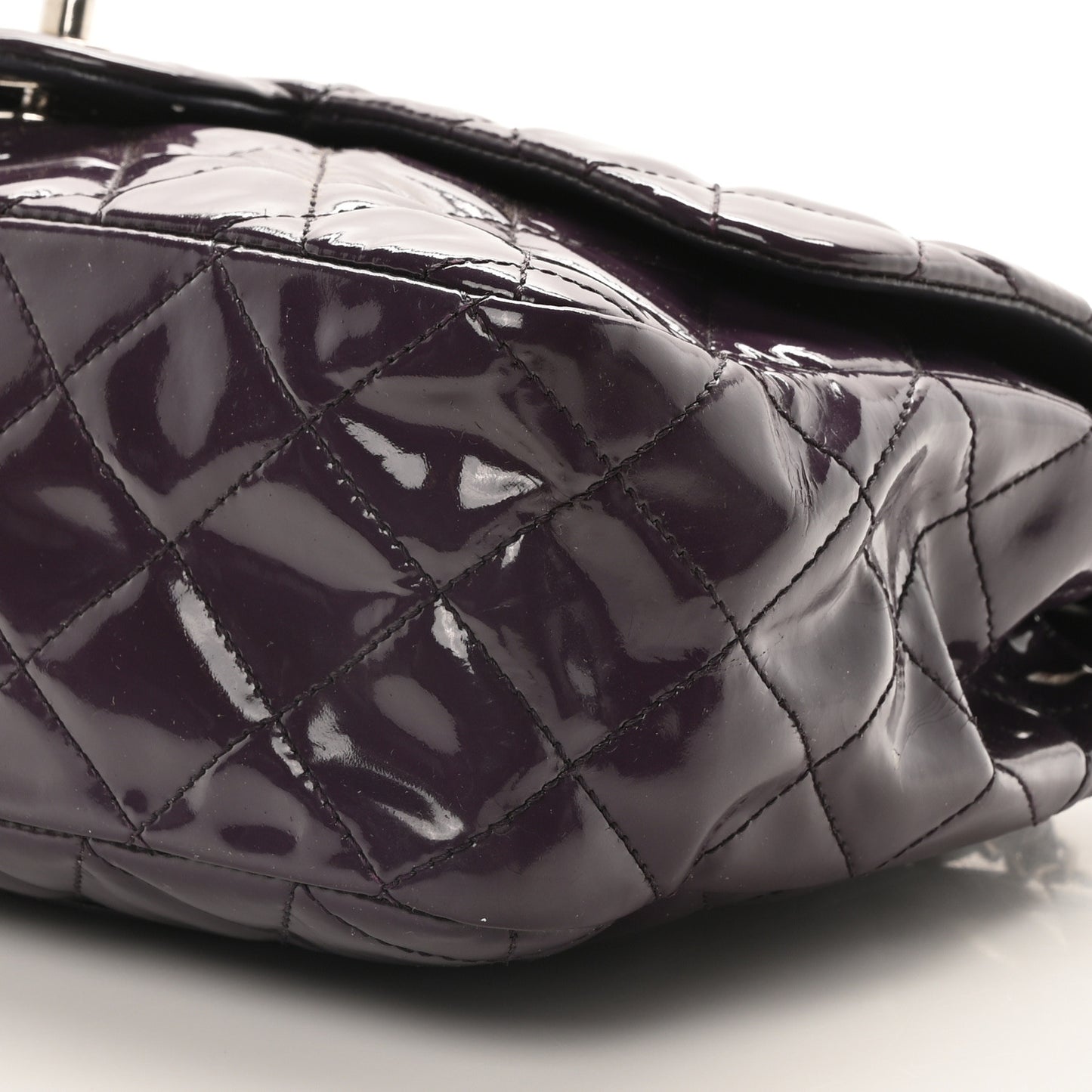 Patent Quilted Jumbo Single Flap Dark Purple
