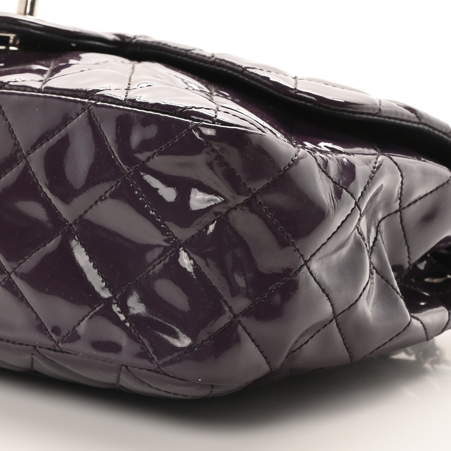 Chanel Patent Quilted Jumbo Single Flap Dark Purple 10 of 11
