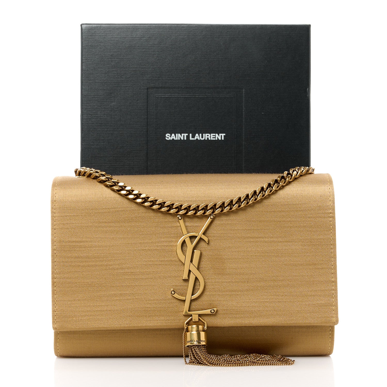 Saint Laurent Satin Small Classic Monogram Kate Tassel Satchel Sahara Beige 13 of 13
