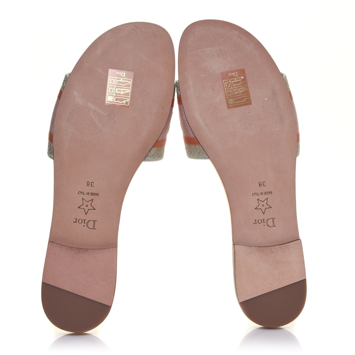 Christian Dior Canvas Lurex Embroidered Dway Flat Slide Sandals 38 Platinum 9 of 16