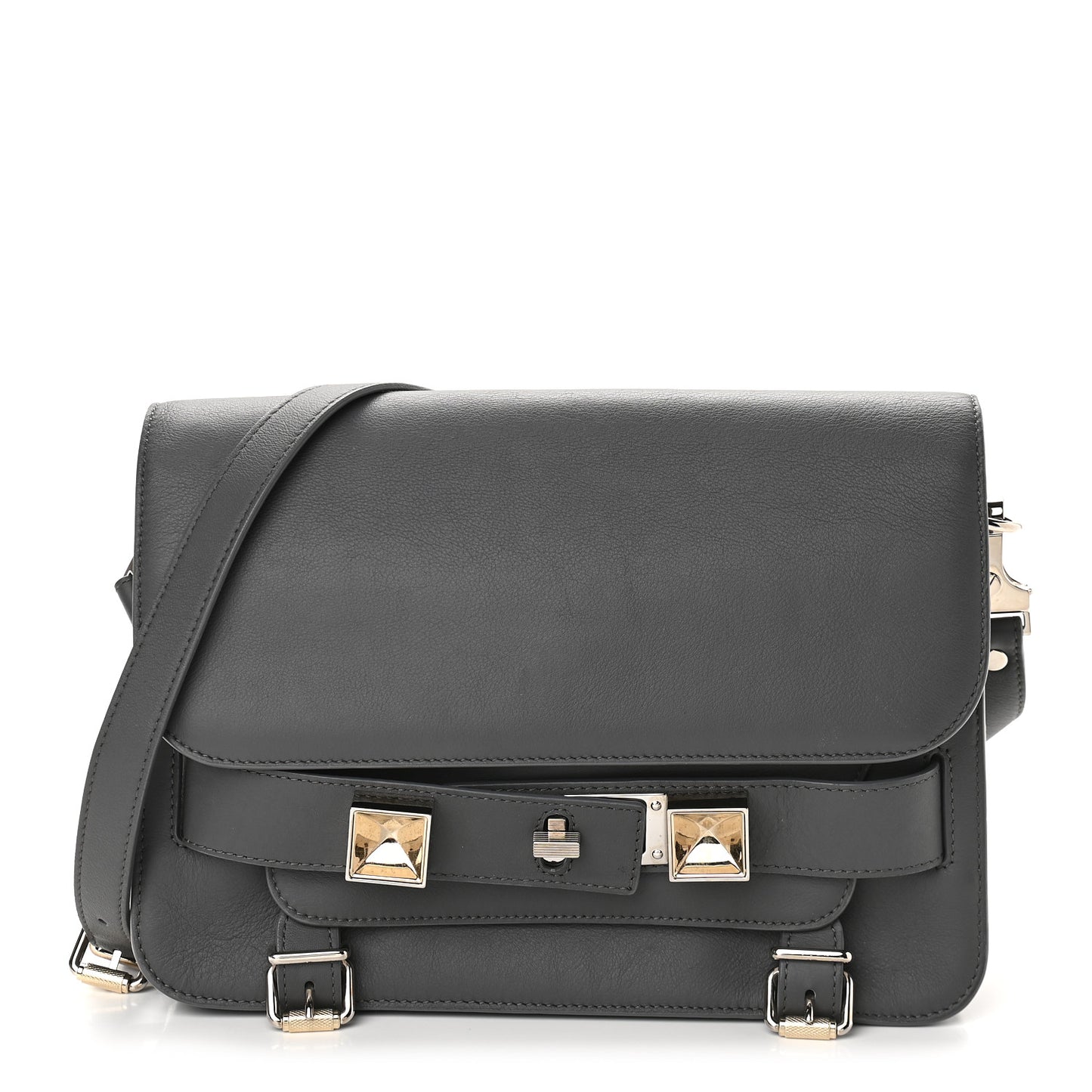 Smooth Calfskin PS11 Classic Shoulder Bag Heather Grey