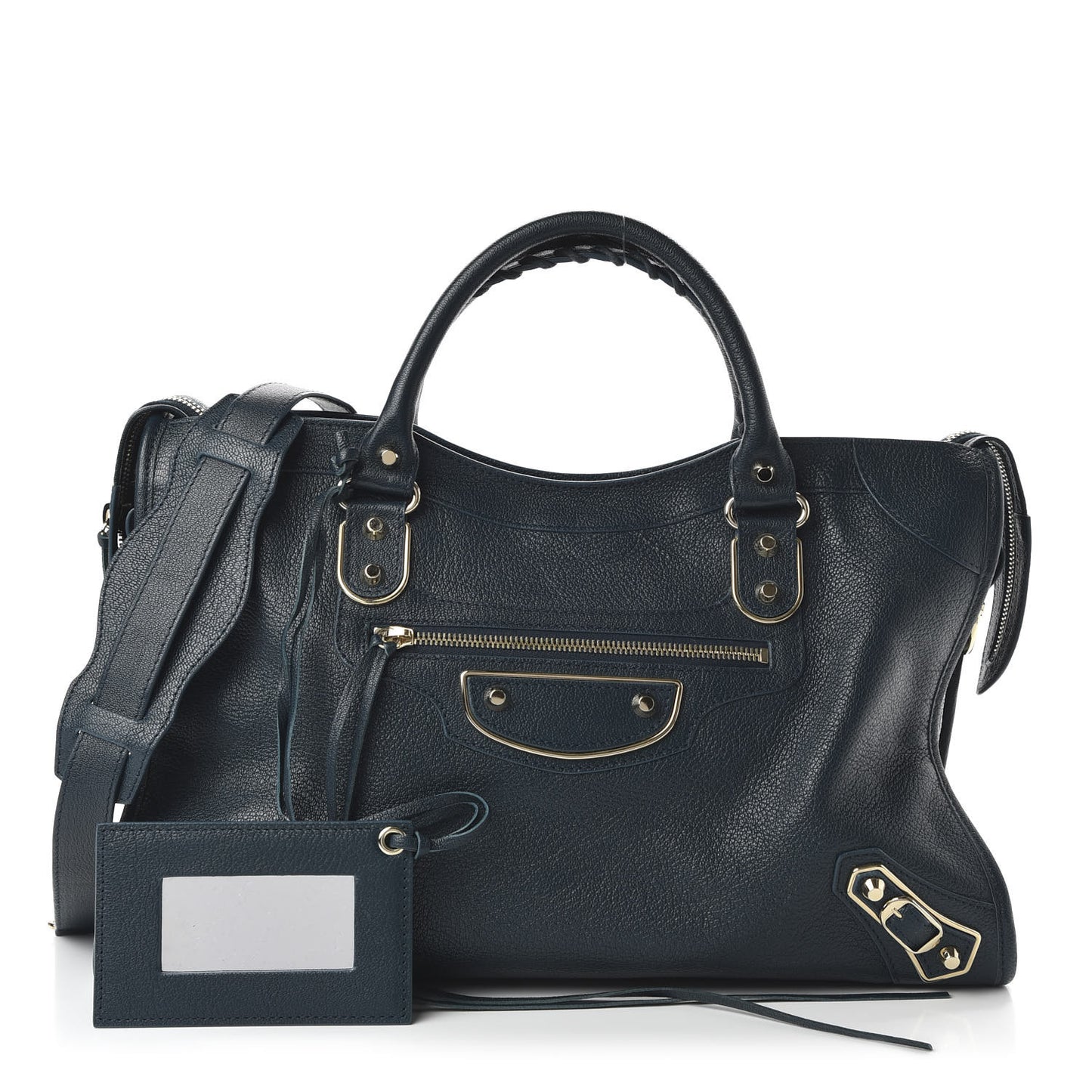 Chevre Gold Metallic Edge Hardware City Bleu Paon