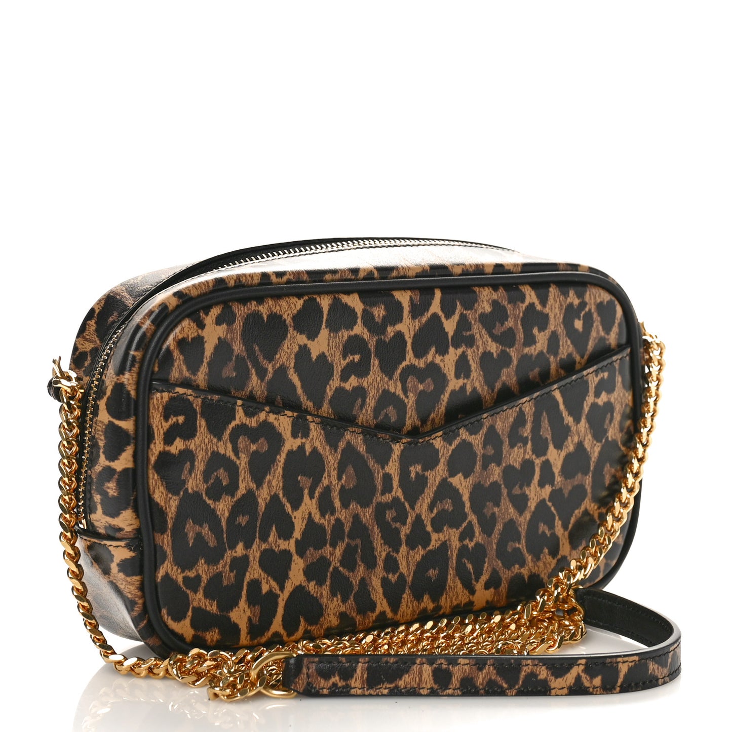 Calfskin Heart Leopard Print Monogram Mini Lou Camera Bag Toffee