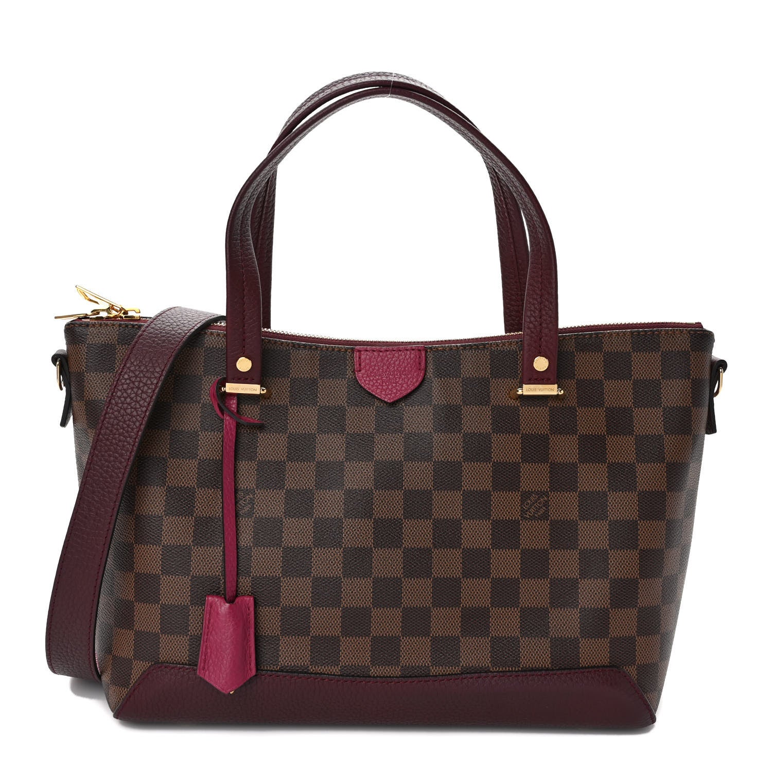 Louis Vuitton Damier Ebene Cuir Taurillon Hyde Park Fuchsia 1 of 9